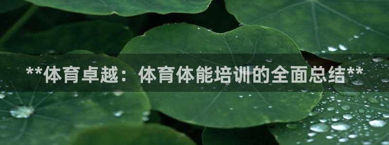 尊龙凯时输了100万：**体育卓越：体育体能培训的全